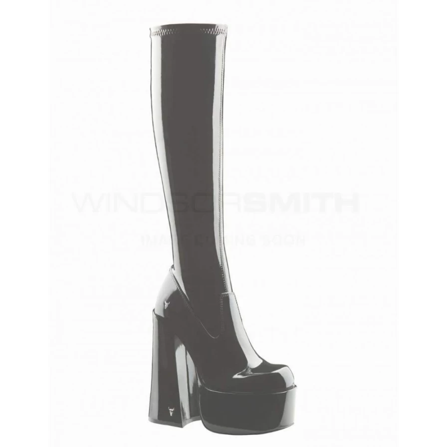 Windsor Smith Women's Saucy Black Patent Stretch PU High Heels