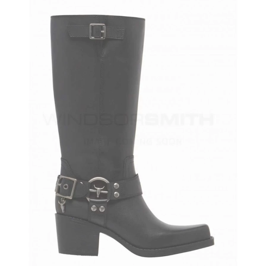 WindsorSmith Women's Hooked Black Leather Shoes - Blk Leather Stylish Footwear