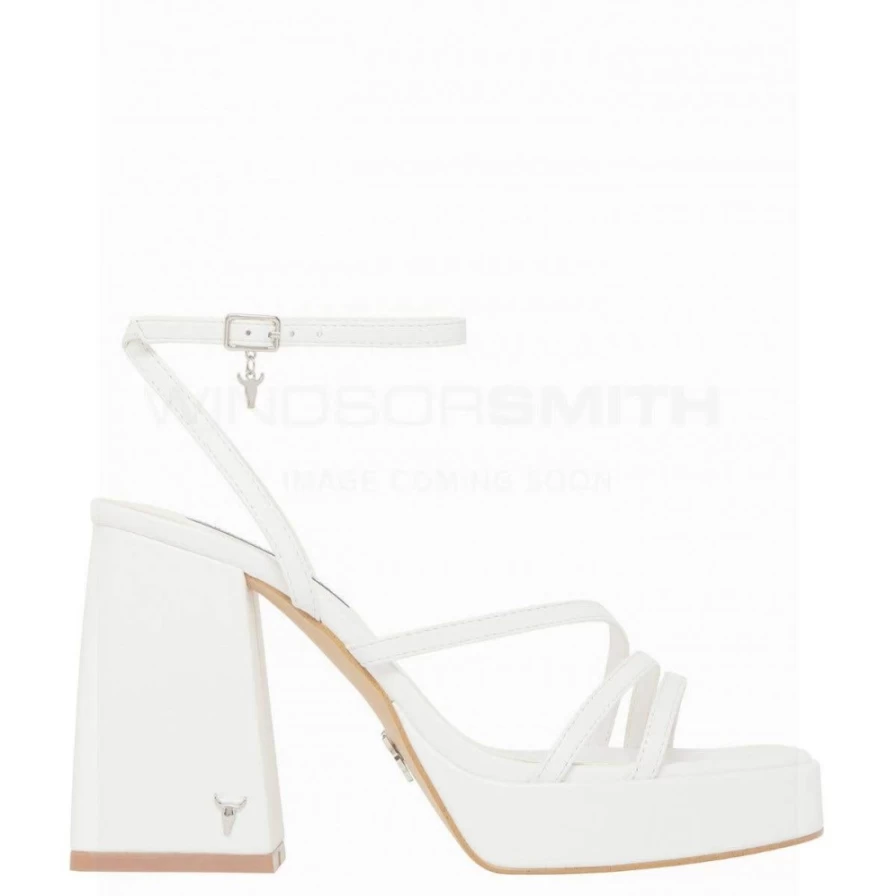 WindsorSmith Women's Biscuit Leather Charms White Heel Sandals