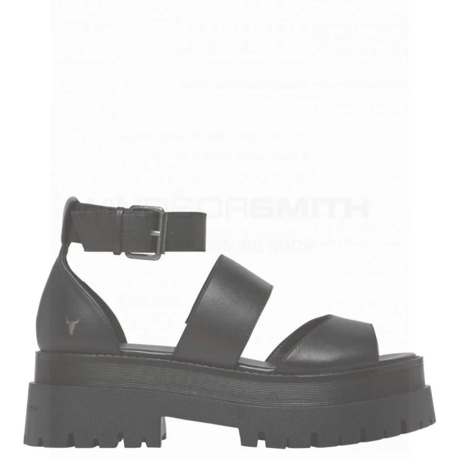 WindsorSmith Women's Black Leather Sandals - Thrilled Comfort & Style