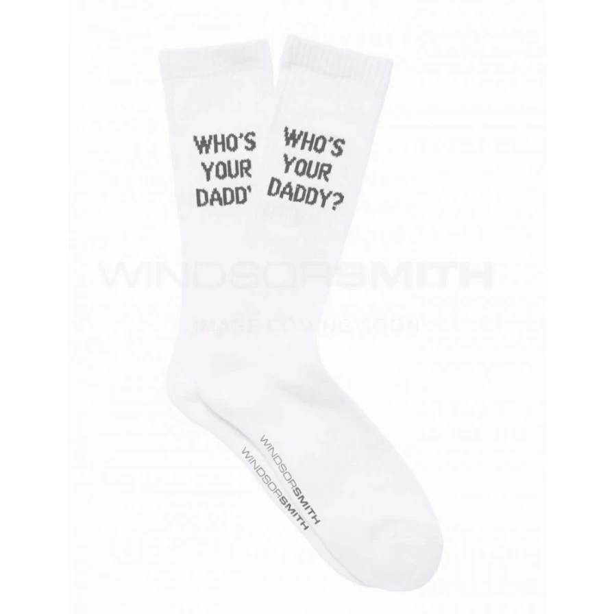 WindsorSmith Men's Novelty Socks "Who's Your Daddy" - White Funny Casual Socks