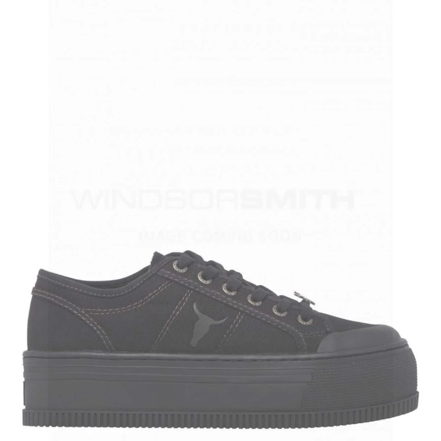 WindsorSmith Women's Dealbreaker Black Canvas Sneakers - Blk Can/Blk Casual Shoes