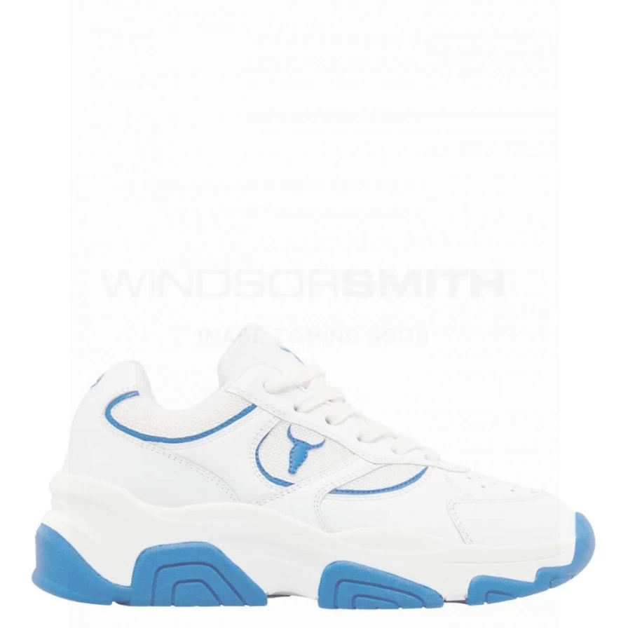 WindsorSmith Women's Ghosted White Leather & Blueberry Sneakers