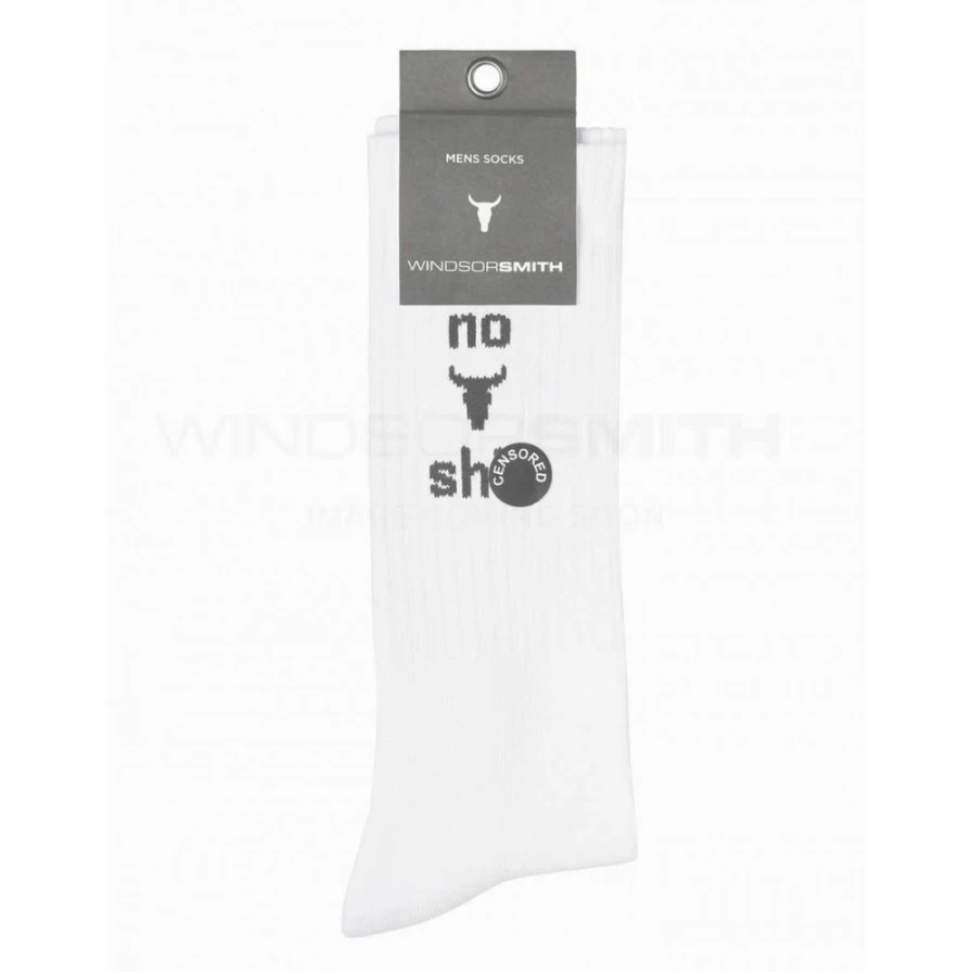WindsorSmith Men's White Novelty Socks - No Bullsh*T Funny Socks for Men