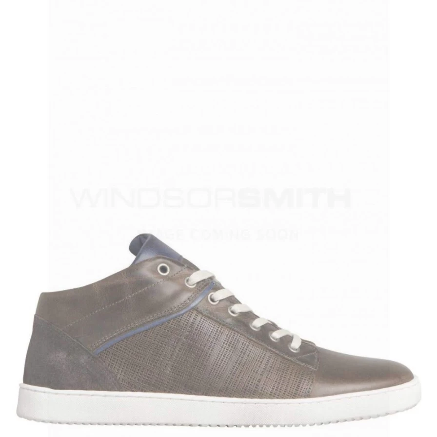 WindsorSmith Men's Treckker Er Grey Leather Hiking Boots