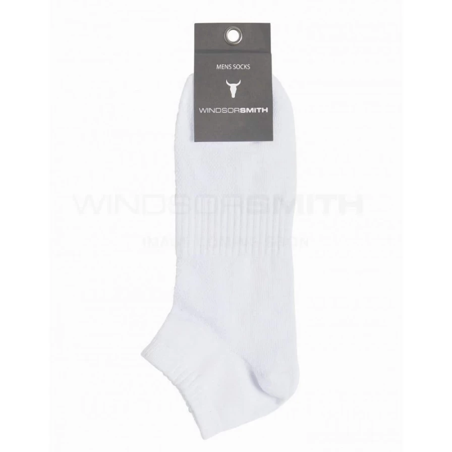 WindsorSmith Men's White Low Cut Socks - Breathable Comfort Ankle Socks