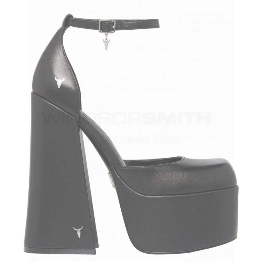 WindsorSmith Women's Black Leather Diamonds Fashion Shoes