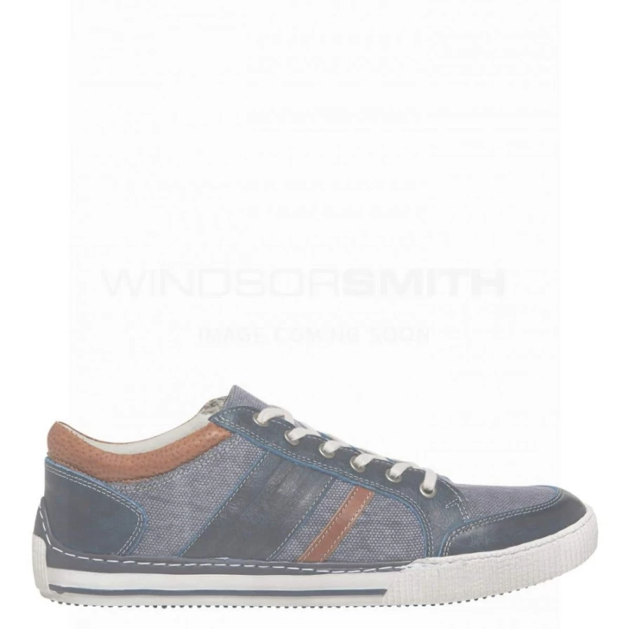 WindsorSmith Men's Khaki Leather Cedric Navy Shoes