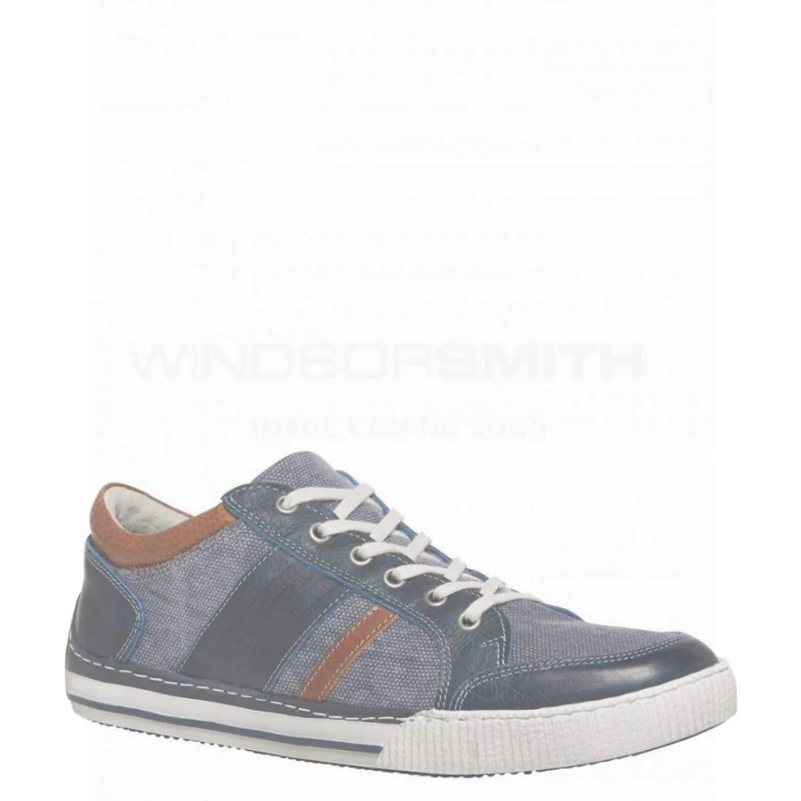 WindsorSmith Men's Khaki Leather Cedric Navy Shoes