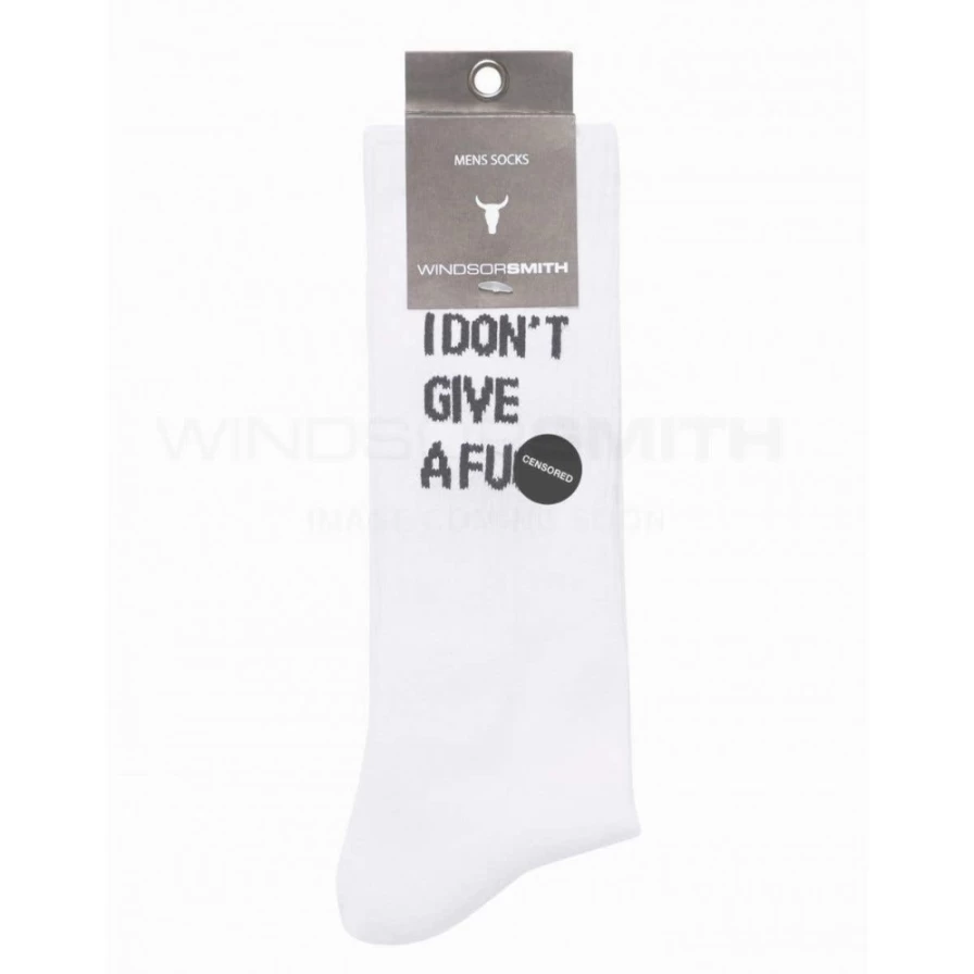 "WindsorSmith Men's White Novelty Socks - I Don't Give A F*Ck Bold Statement Socks"