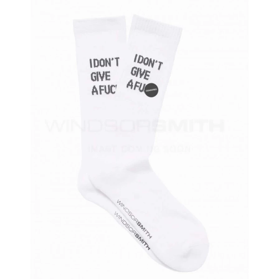"WindsorSmith Men's White Novelty Socks - I Don't Give A F*Ck Bold Statement Socks"