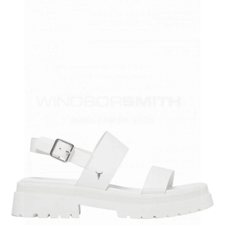 "Windsor Smith Women's White Leather Loyalty Sandal – Stylish & Comfortable Footwear"
