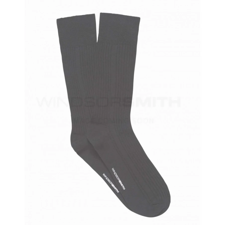 WindsorSmith Men's True Rib Dress Socks - Black Formal Socks for Business & Office Wear