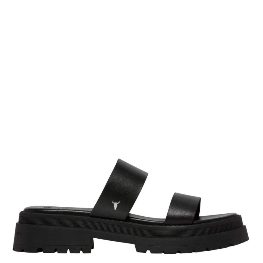 "WindsorSmith Women's Laser Black Leather Sandals | Blk Leather Style"