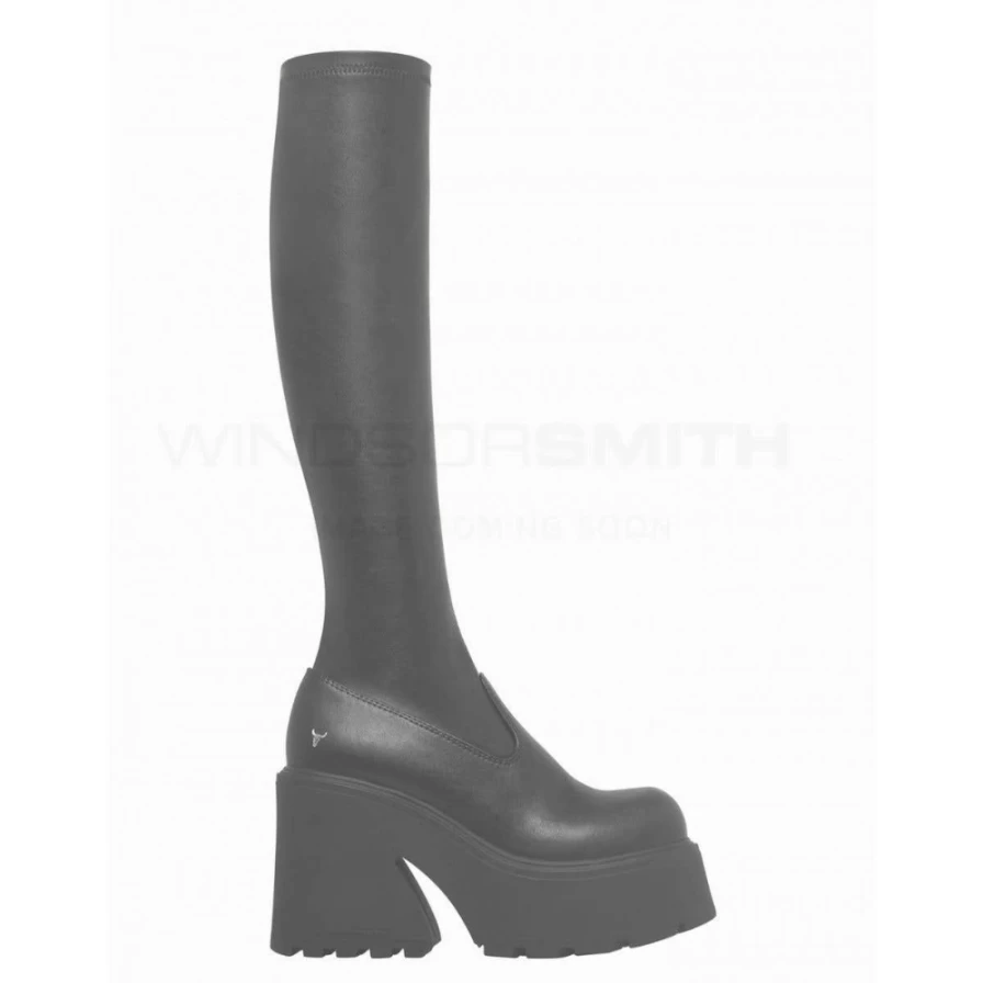 Windsor Smith Women's Black Stretch PU Sock Boots - Fuse Style