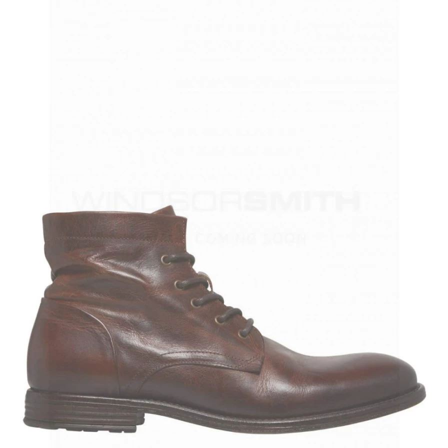 WindsorSmith Men's Tanner Cognac Leather Boots in Black
