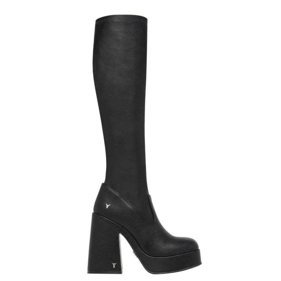 Windsor Smith Women's Black Stretch PU Sock Boots - Highkey Style