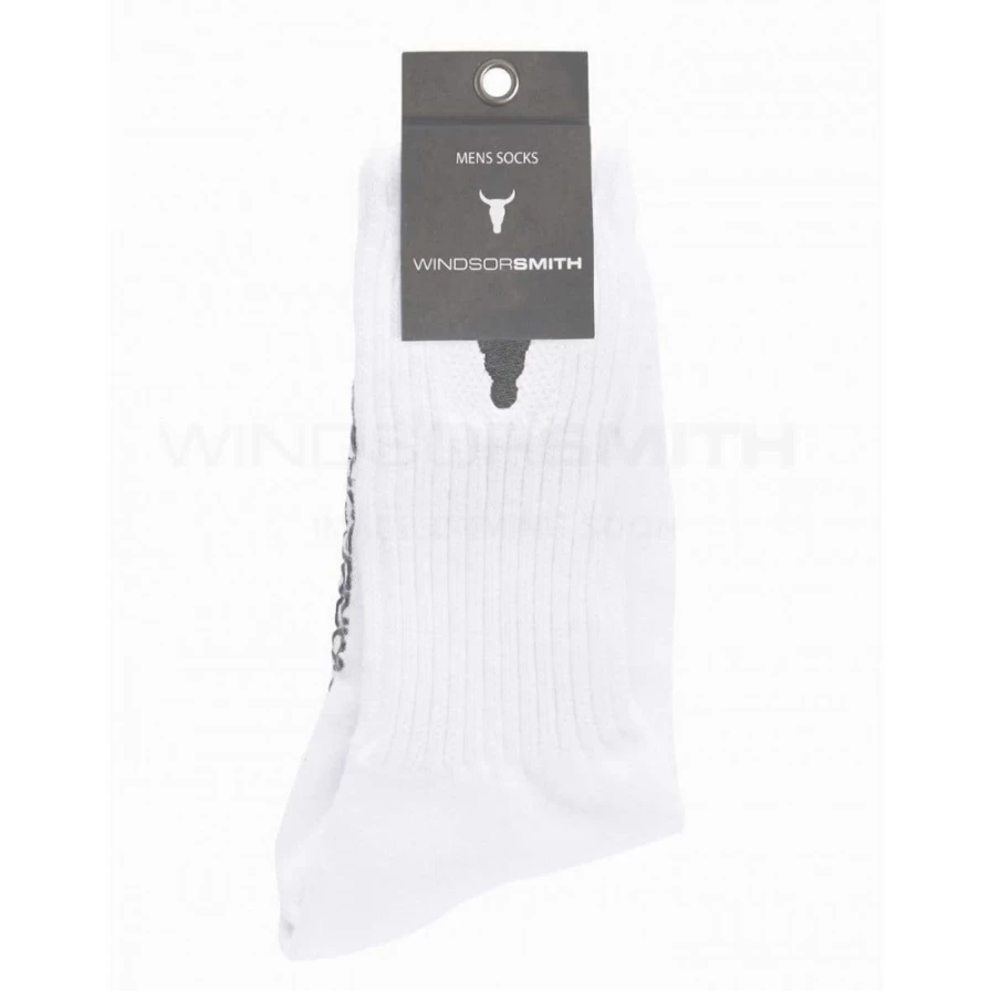 WindsorSmith Men's White Crew Socks - Comfortable Athletic Casual Socks for Men