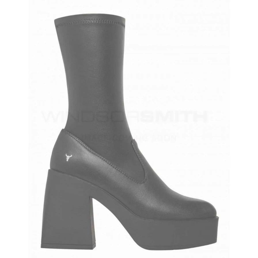 Windsor Smith Women's Baddest Black Stretch PU Sock Boots