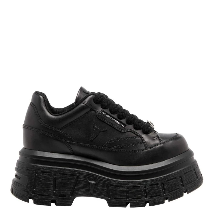 Windsor Smith Women's Swerve Black Leather Shoes