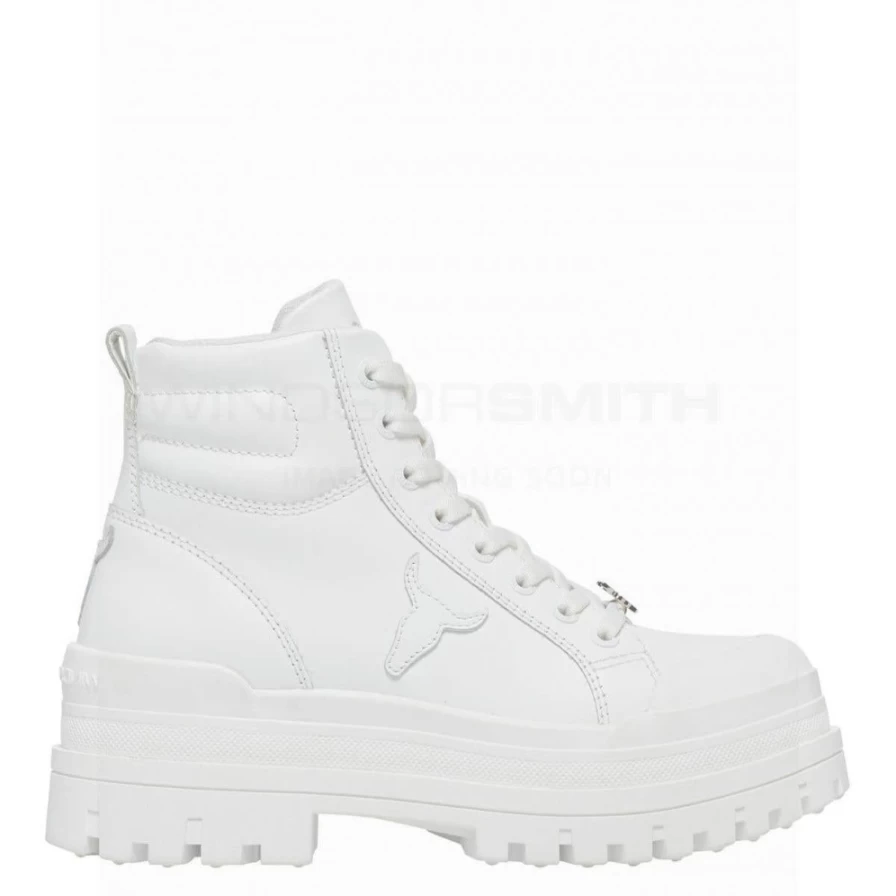 "Windsor Smith Women's White Leather Disaster Boots"