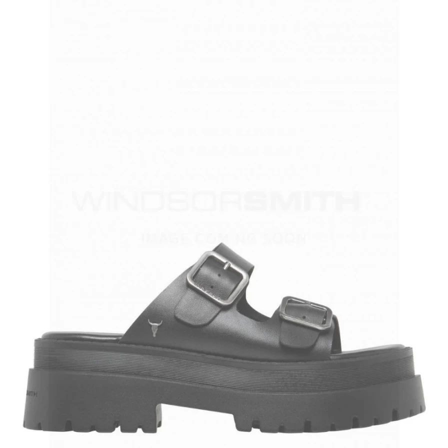 WindsorSmith Women's Trance Black Leather Sandals - Blk Leather