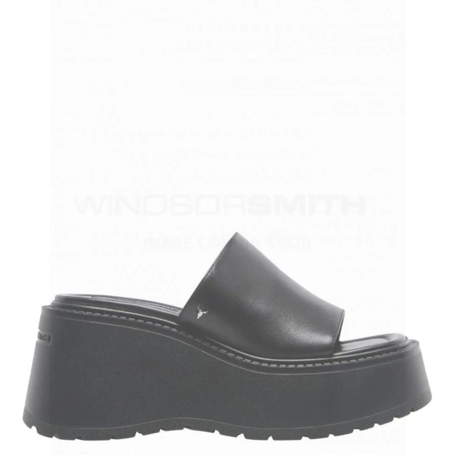WindsorSmith Women's Black Leather Candy Sandals