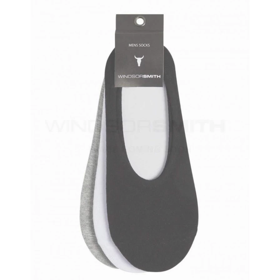 WindsorSmith Men's Invisible Socks 3-Pack - Multi Color No-Show Socks for Men