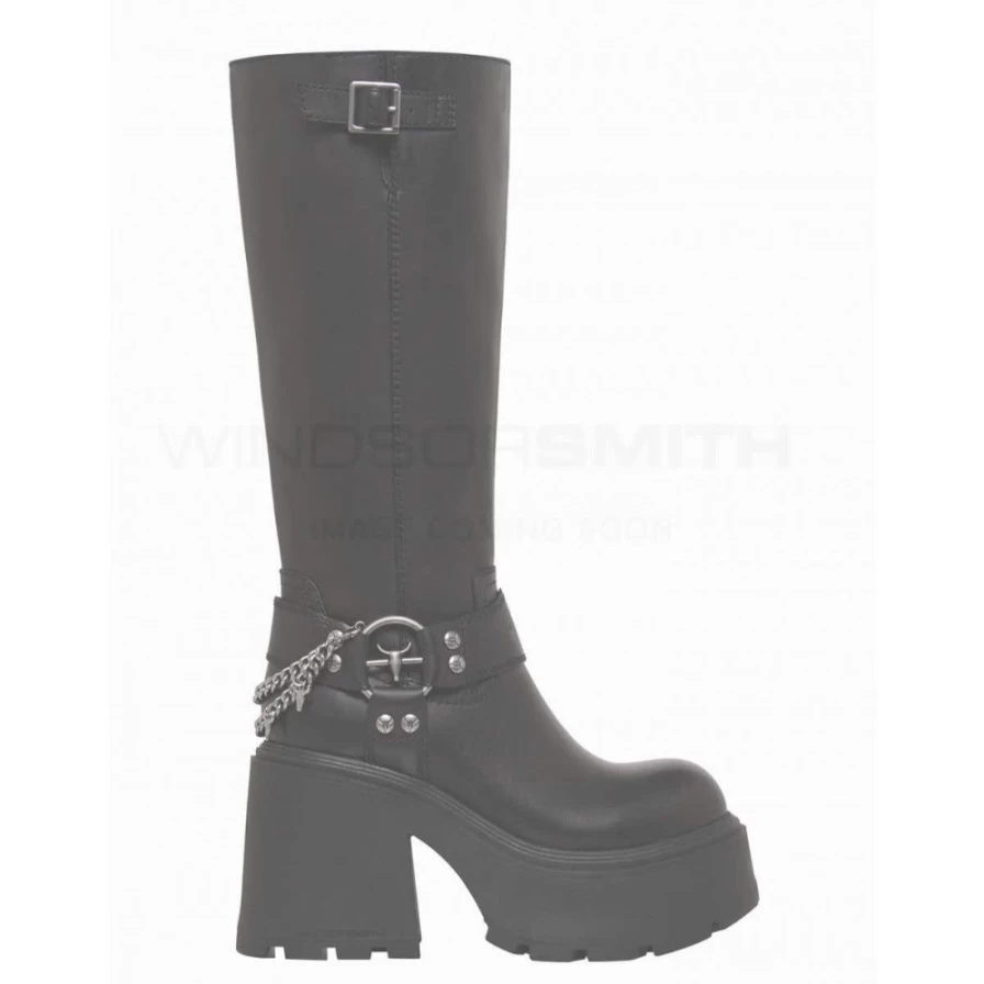 "Windsor Smith Women's Black Leather Security Boots - Pre-Order Now"