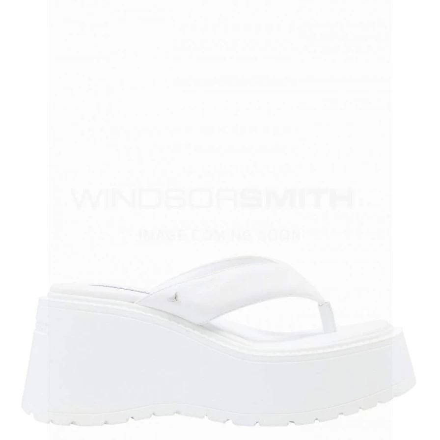 WindsorSmith Women's White Leather Sandals - Cliche Style Comfortable Footwear