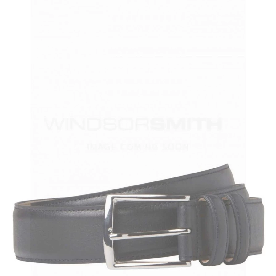 WindsorSmith Men's Black Leather Dress Belt for Formal Wear
