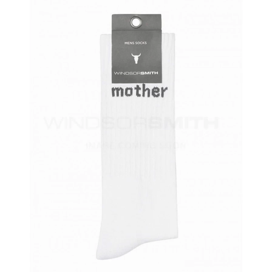 "Windsor Smith Men's Novelty Socks - White Funny Socks with Bold Print"