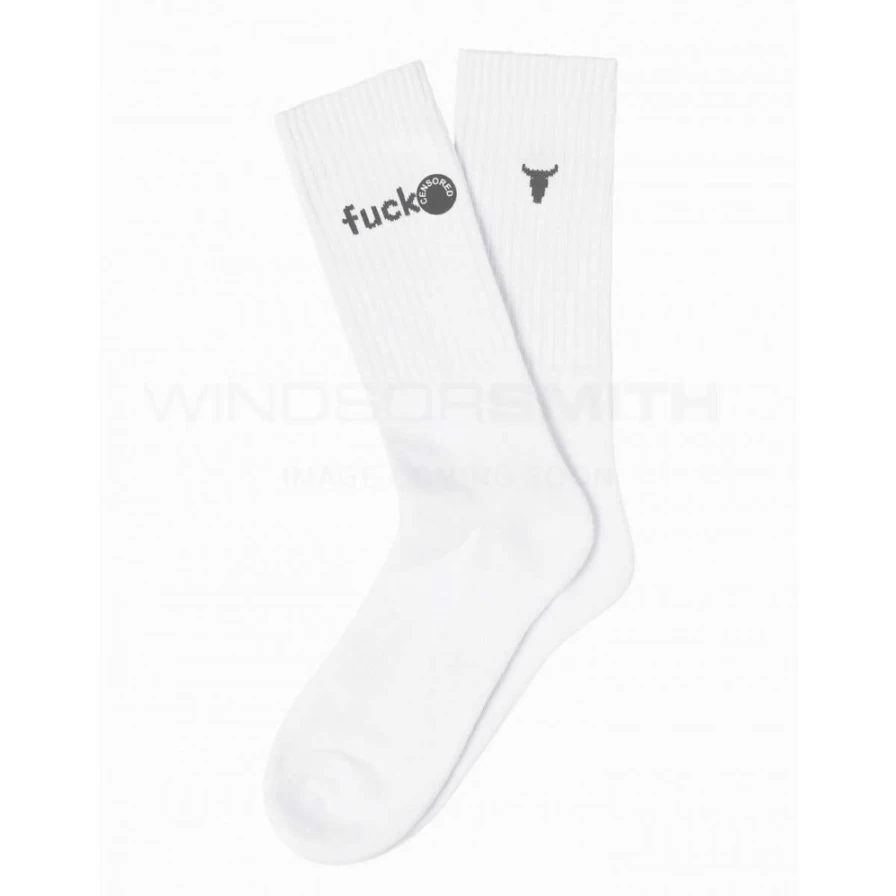 "Windsor Smith Men's Novelty Socks - White Funny Socks with Bold Print"