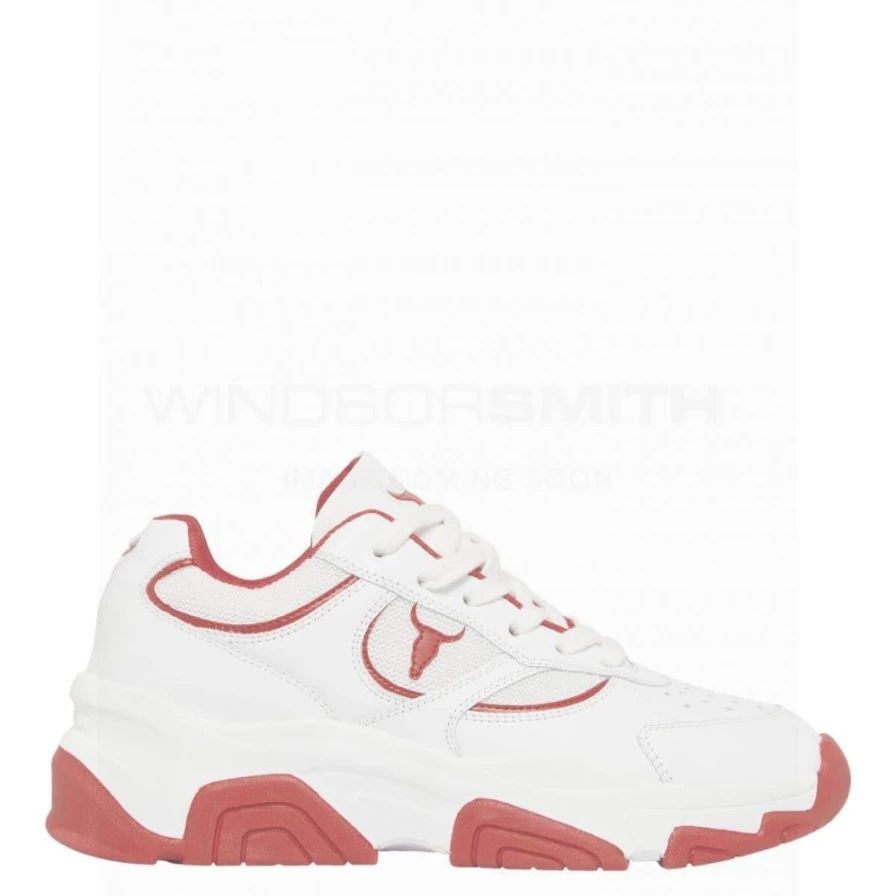 WindsorSmith Women's Ghosted White Leather Rouge Sneakers - Stylish & Comfortable Footwear