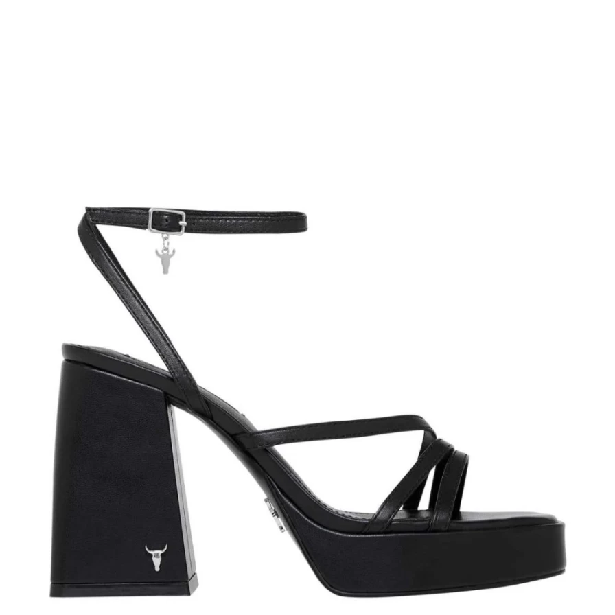 WindsorSmith Women's Biscuit Leather Charms Heels - Black Elegant Heeled Shoes