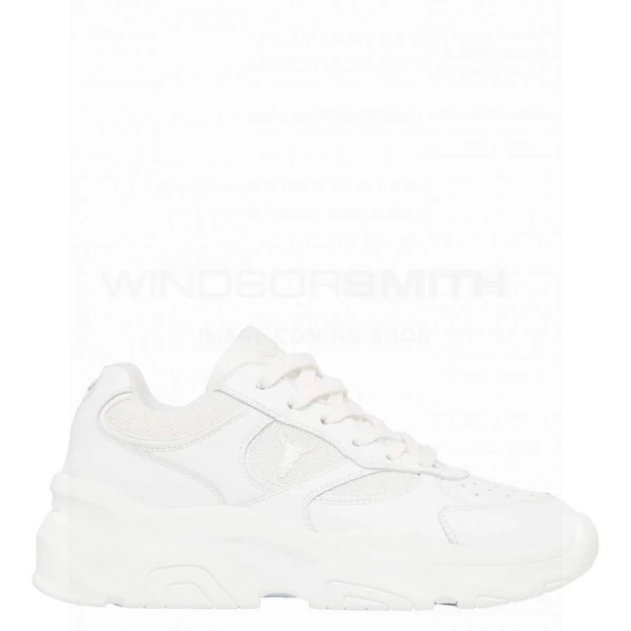 WindsorSmith Women's Ghosted White Leather Sneakers in White/Wht