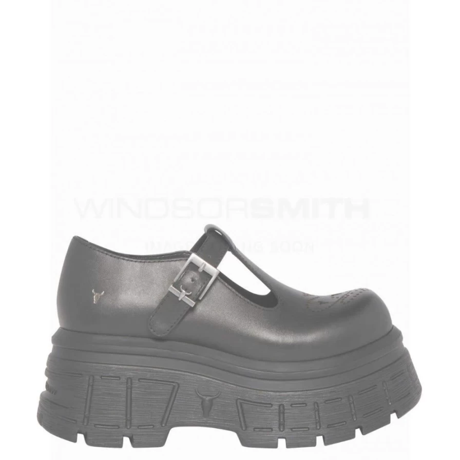Women's WindsorSmith Sour Black Leather Shoes - Blk Leather Style