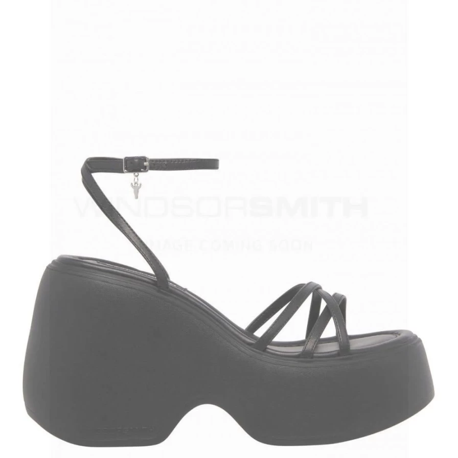 WindsorSmith Women's Black Leather Soulmate Platform Sandals