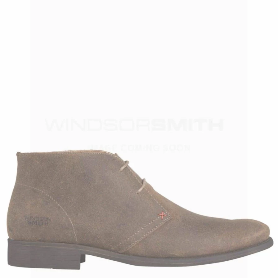 WindsorSmith Men's Harvard Taupe Oil Suede Boots in Black Oil Suede